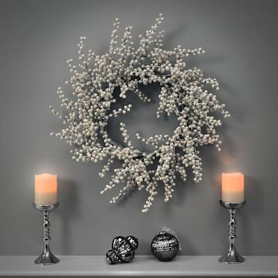 24" Waterproof Winter Berry Wreath - 24