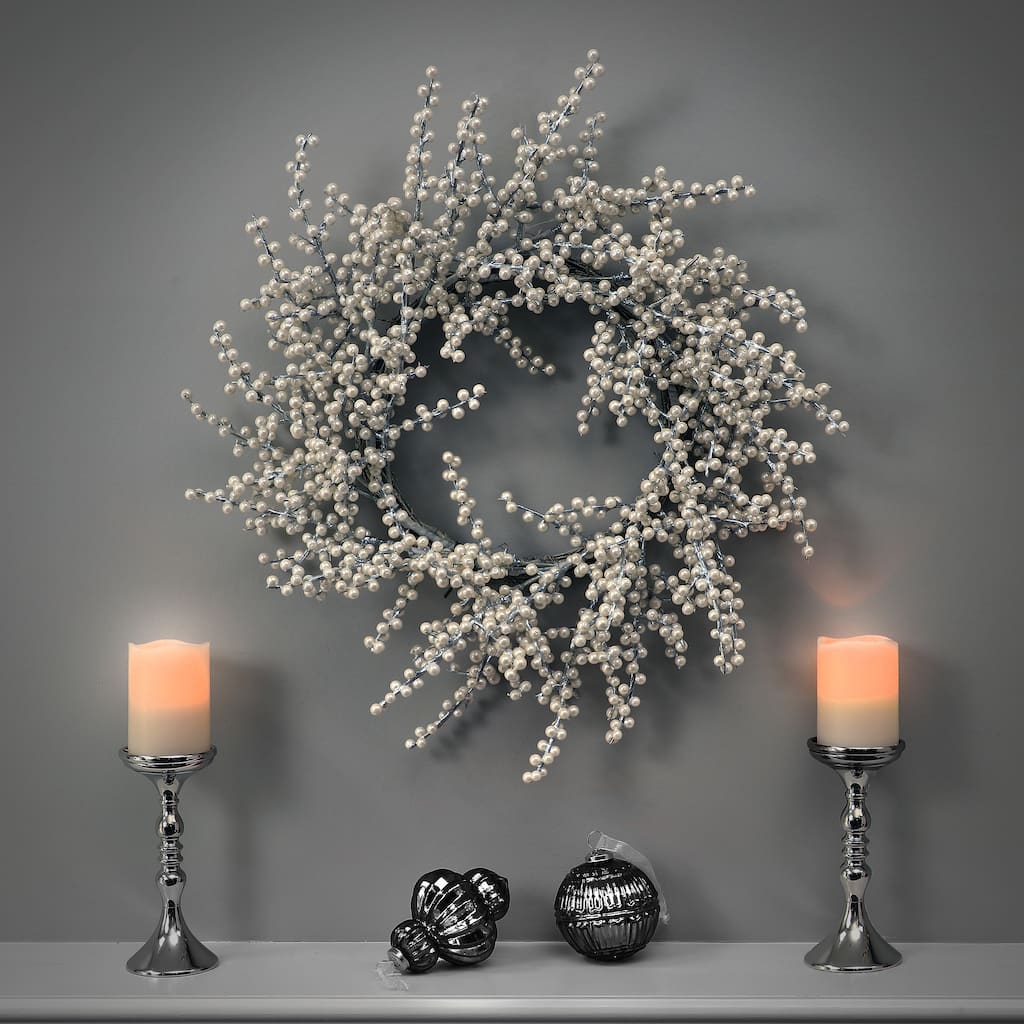 24" Waterproof Winter Berry Wreath - 24