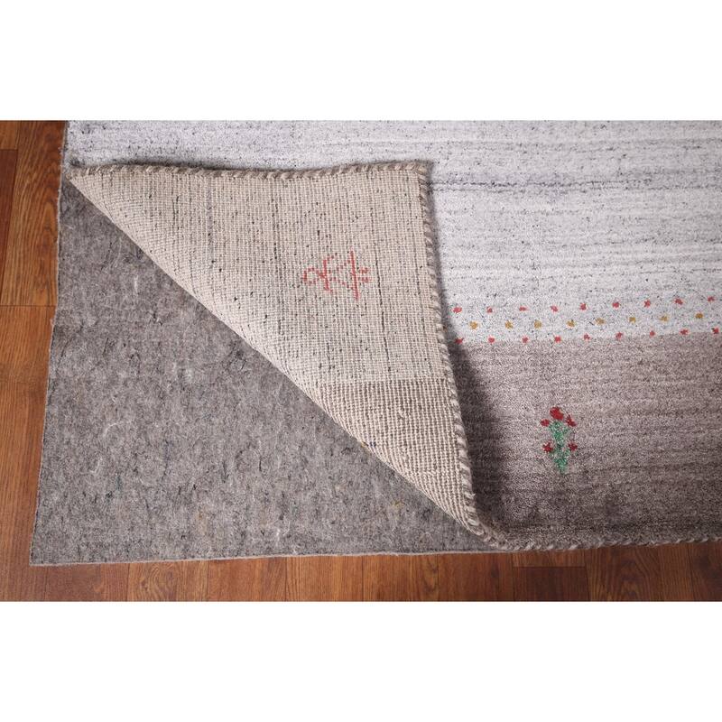 Striped Tribal Gabbeh Indian Area Rug Handmade Wool Carpet - 6'8"x 8'1"