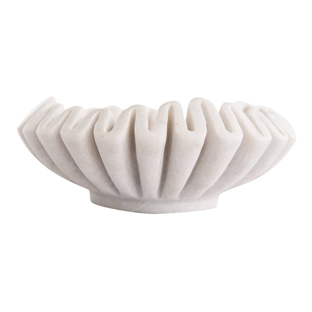 Marble Pleated Dish - 7.0"L x 7.0"W x 2.5"H