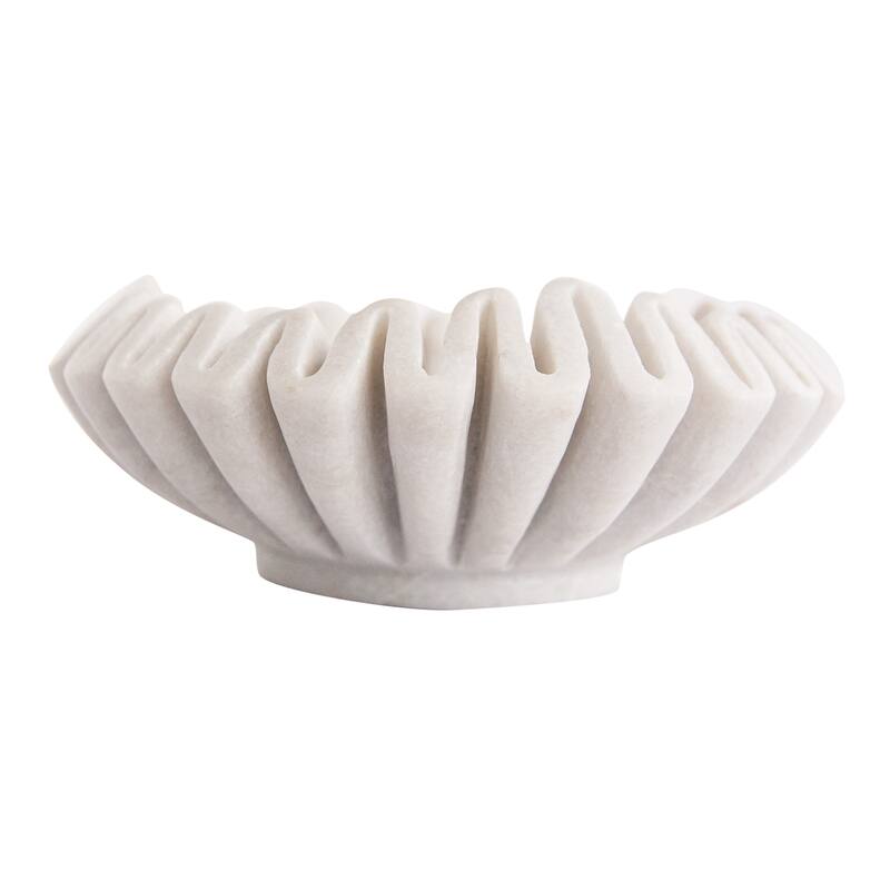 Marble Pleated Dish - 7.0"L x 7.0"W x 2.5"H