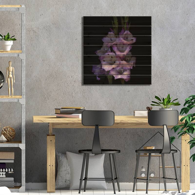 Gladiolus Purple III Print On Wood by Magda Indigo - Multi-Color
