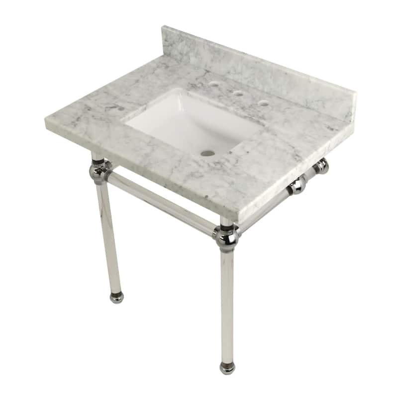 Kingston Brass Templeton 30" Rectangular Marble Wall Mounted Bathroom - Carrara Marble / Polished Chrome