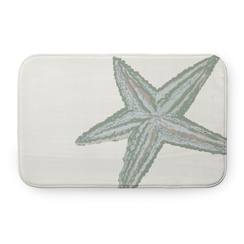 Large Starfish Bathmat - 34" x 21" - Sage
