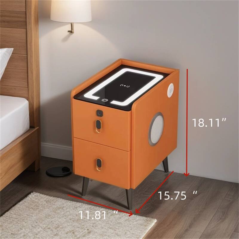 Smart Nightstand,with Charging Station Wireless & Bluetooth Speaker