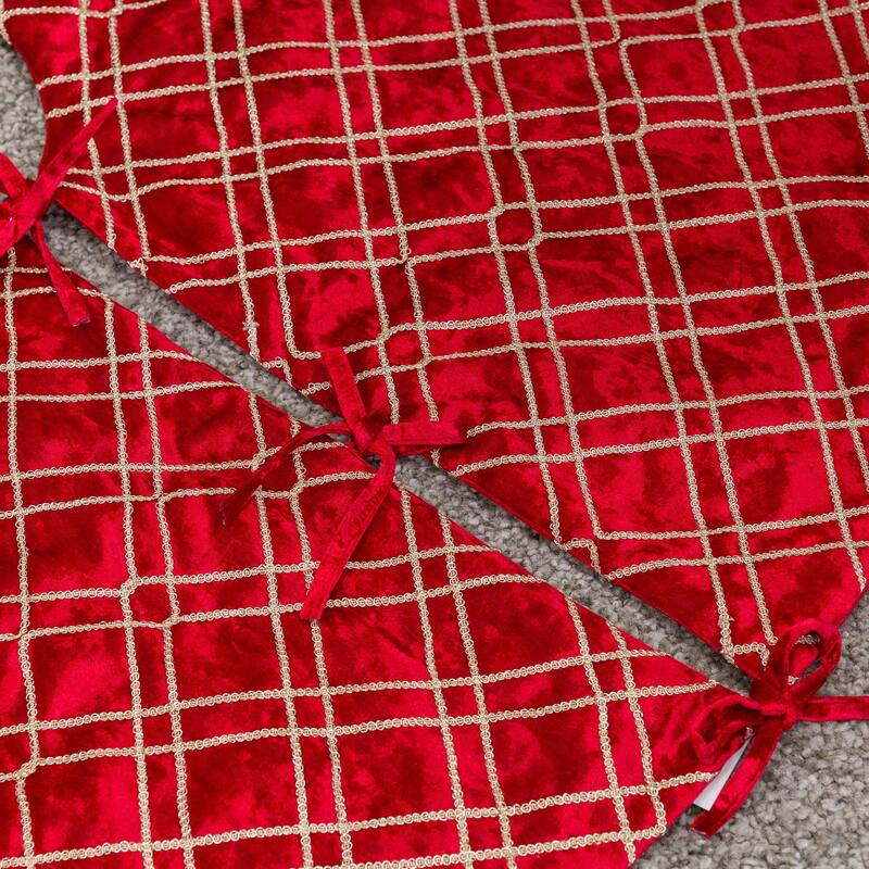 Homey Cozy Velvet Embroidered Christmas Tree Skirt