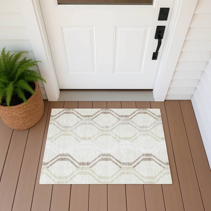 Machine Washable Indoor/ Outdoor Contemporary Dimensions Chantille Rug - Beige - 1'8" x 2'6"