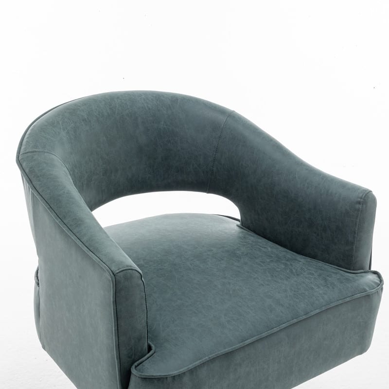 SEYNAR Modern PU Leather 360 Degree Swivel Accent Barrel Chair