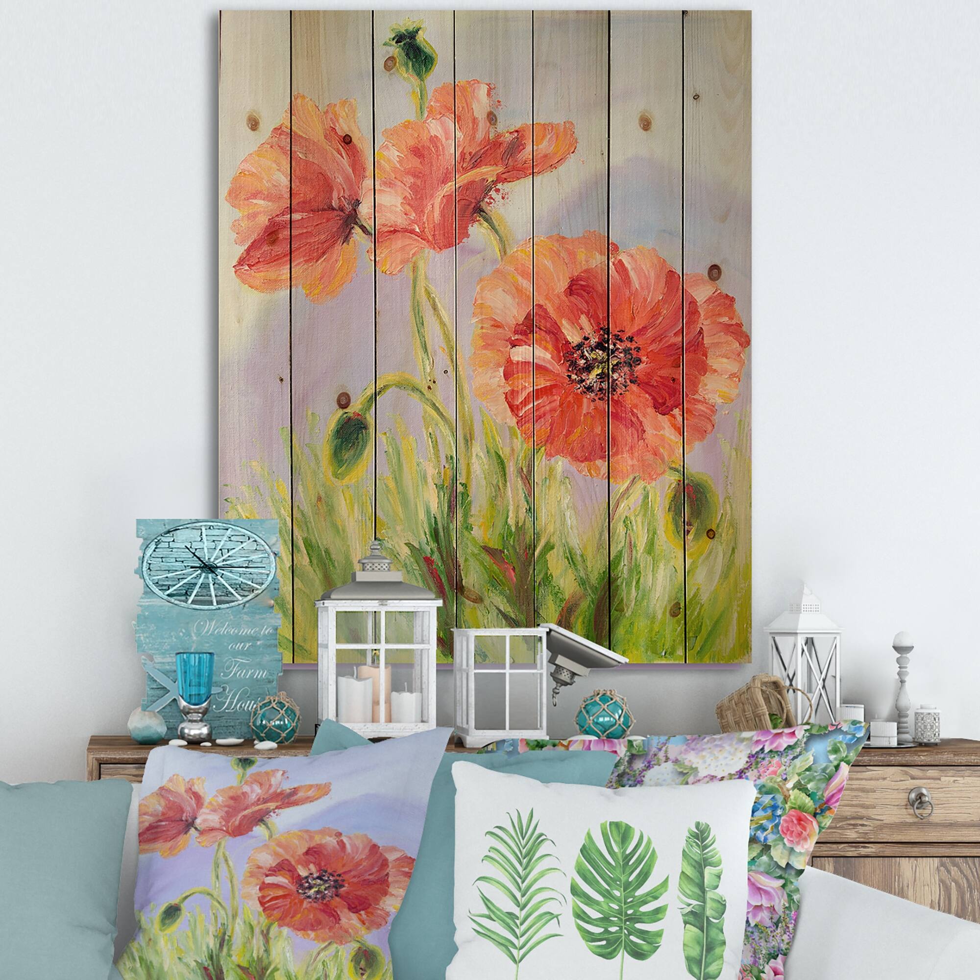 Designart 'Blossoming Poppies In The Morning IV' Traditional Print on ...