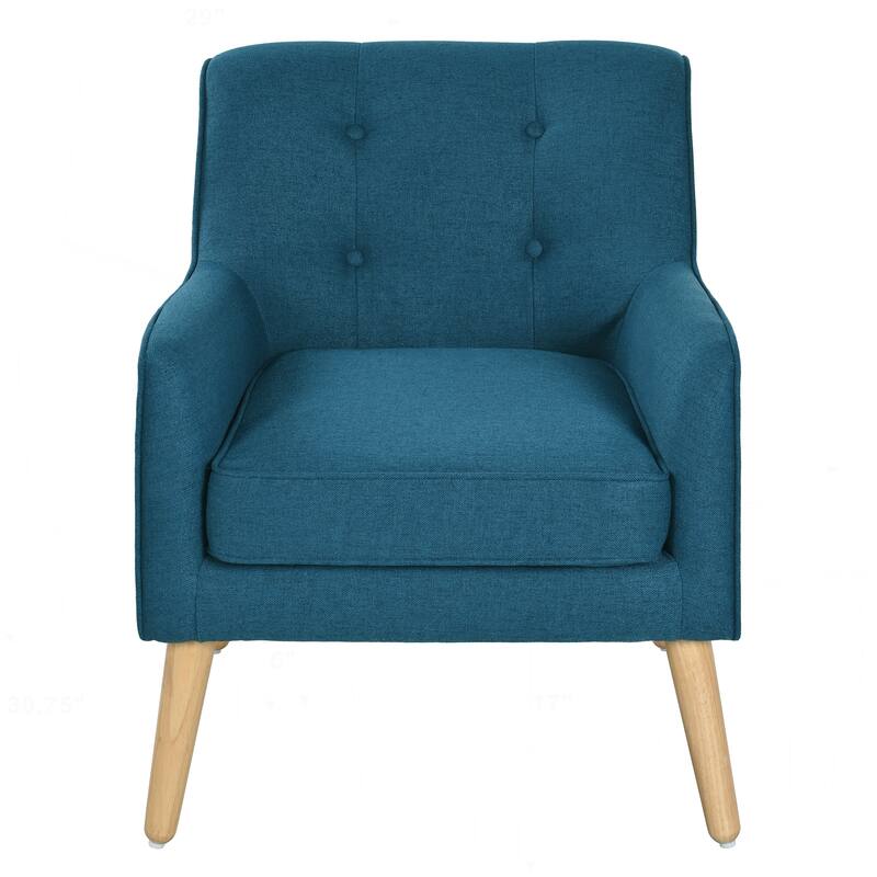 Mid-Century Modern Armchair with Tufted Fabric and Solid Wood Legs for Various Rooms