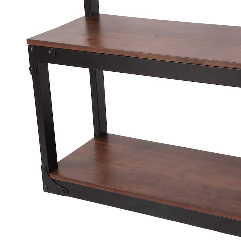 Roomfitters Industrial Hall Tree with Bench, Coat Rack with Hooks and Storage Shelf, Entryway Organizer Stand, Coffee