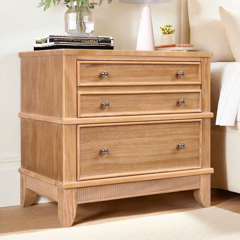3-Drawer Natural Nightstand