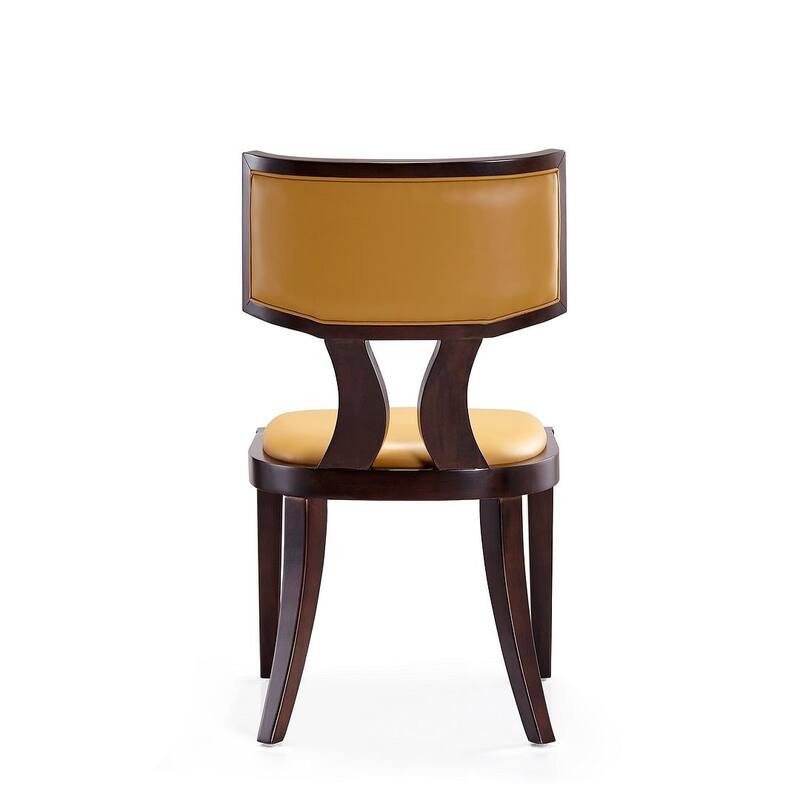 Pulitzer Pearl White and Walnut Faux Leather Dining Chair (Set of Two)
