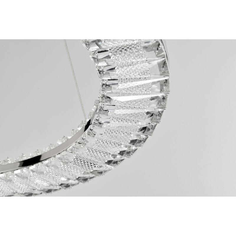 Nova LED 23 Inch Round Pendant Polished Nickel Finish K9 Crystal - Polished Nickel