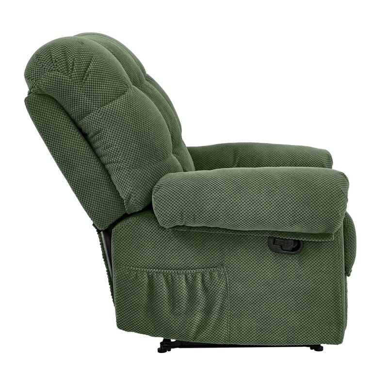 Recliner Chair, Overstuffed Armchair, Manual Recliner, Padded Footrest, Ergonomic Lounge Chair, Soft Fabric Recliner