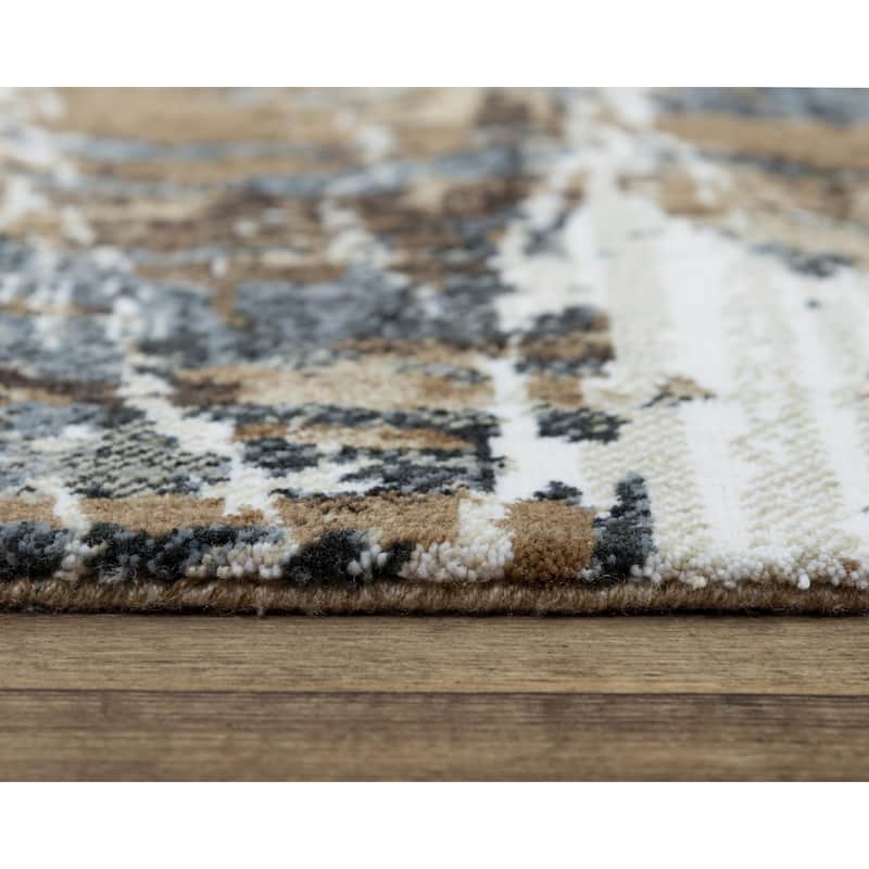 Alora Decor Elect Beige, Brown, Ivory, Grey, and Charcoal Abstract Rug