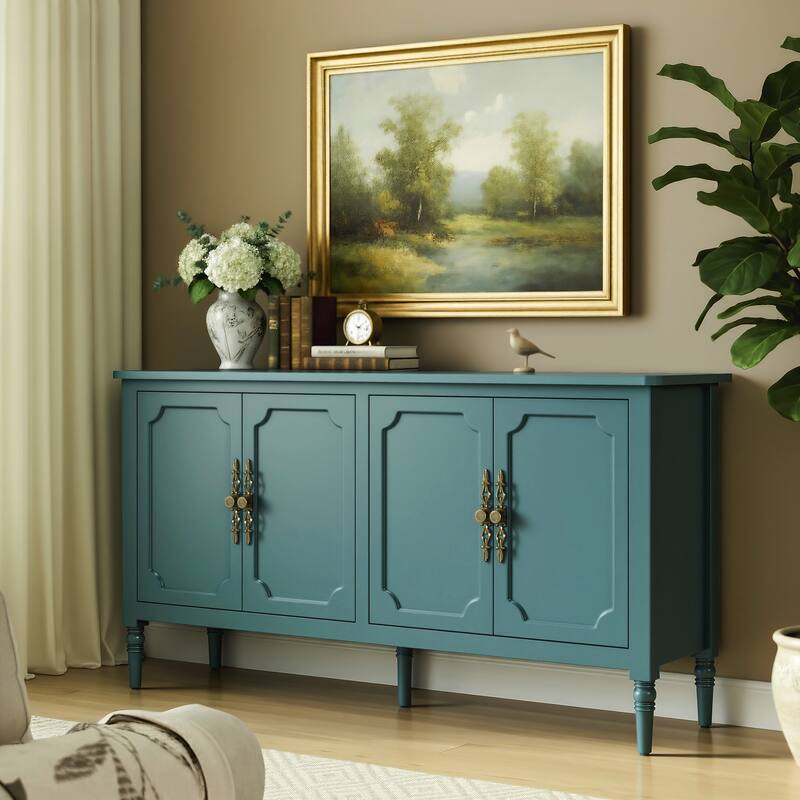 59" W Sideboard Cabinet with Adjustable Shelves and 4 Doors - N/A