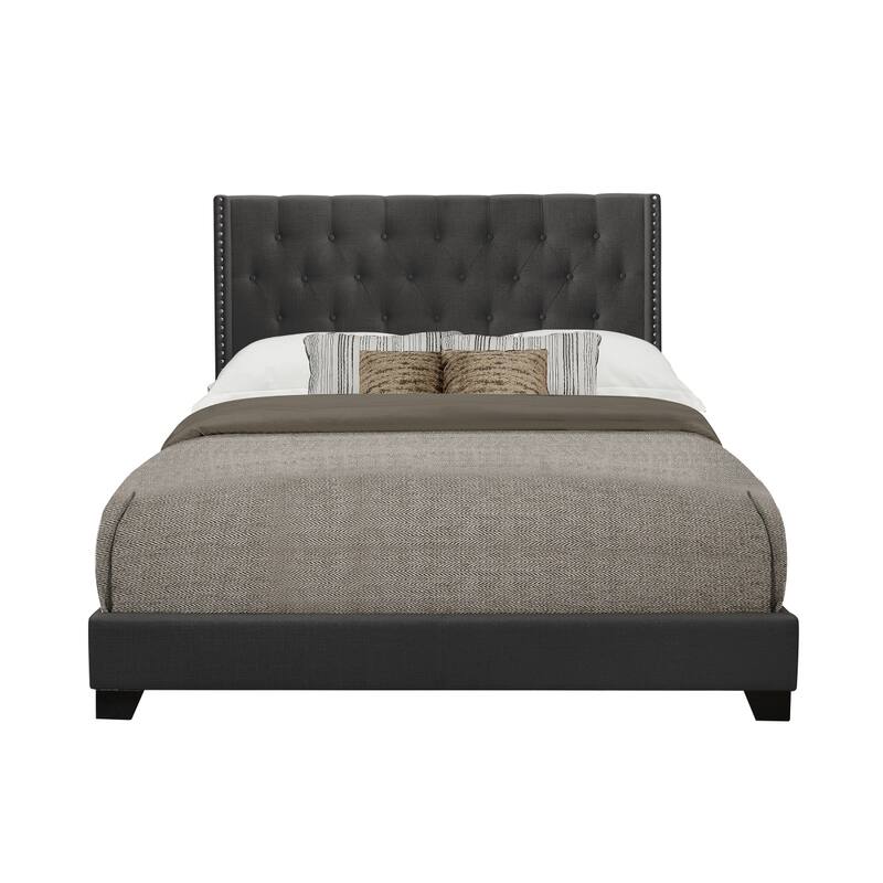 Morgan Dark Gray Fabric Upholstered Tufted Bed - King