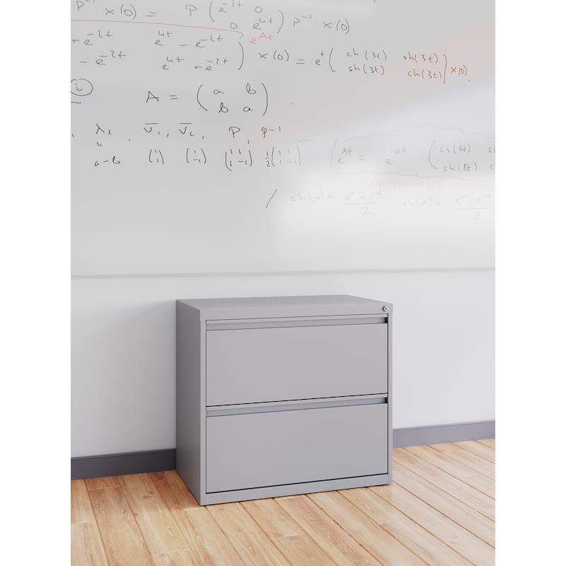 Hirsh 30 Inch Wide 2 Drawer Lateral 101 File Cabinet, White - Silver