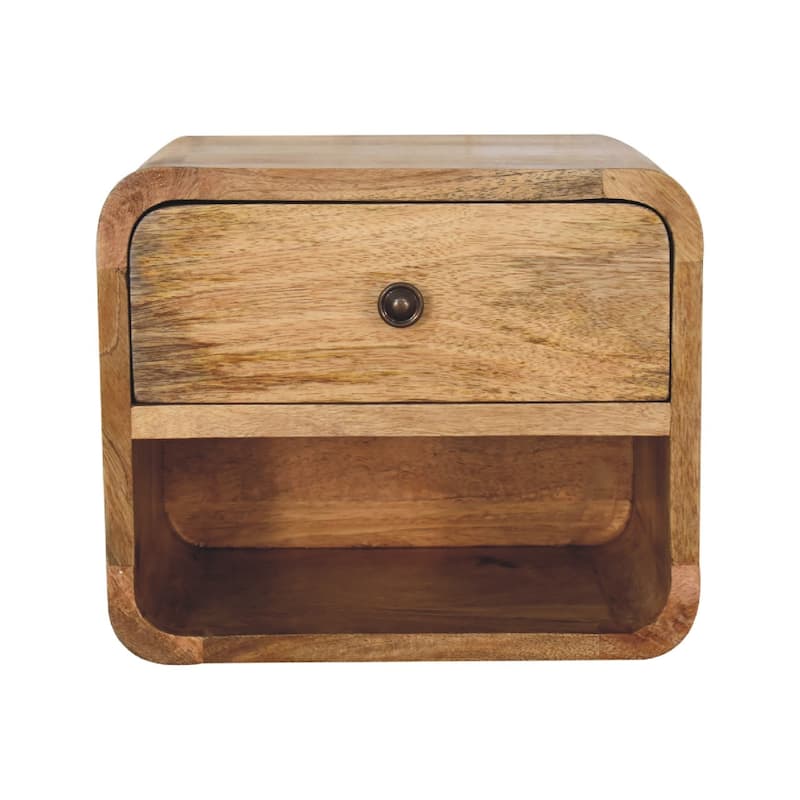 HomeRoots 12" Oak Solid Wood One Drawer Floating Nightstand