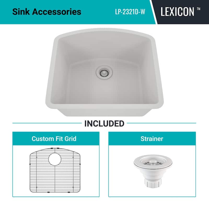 Lexicon Platinum 2321D Quartz Composite Single Bowl Kitchen Sink