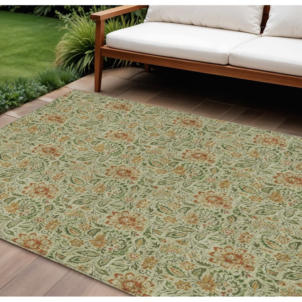 HomeRoots Floral Transitional Rectangle Outdoor Rug