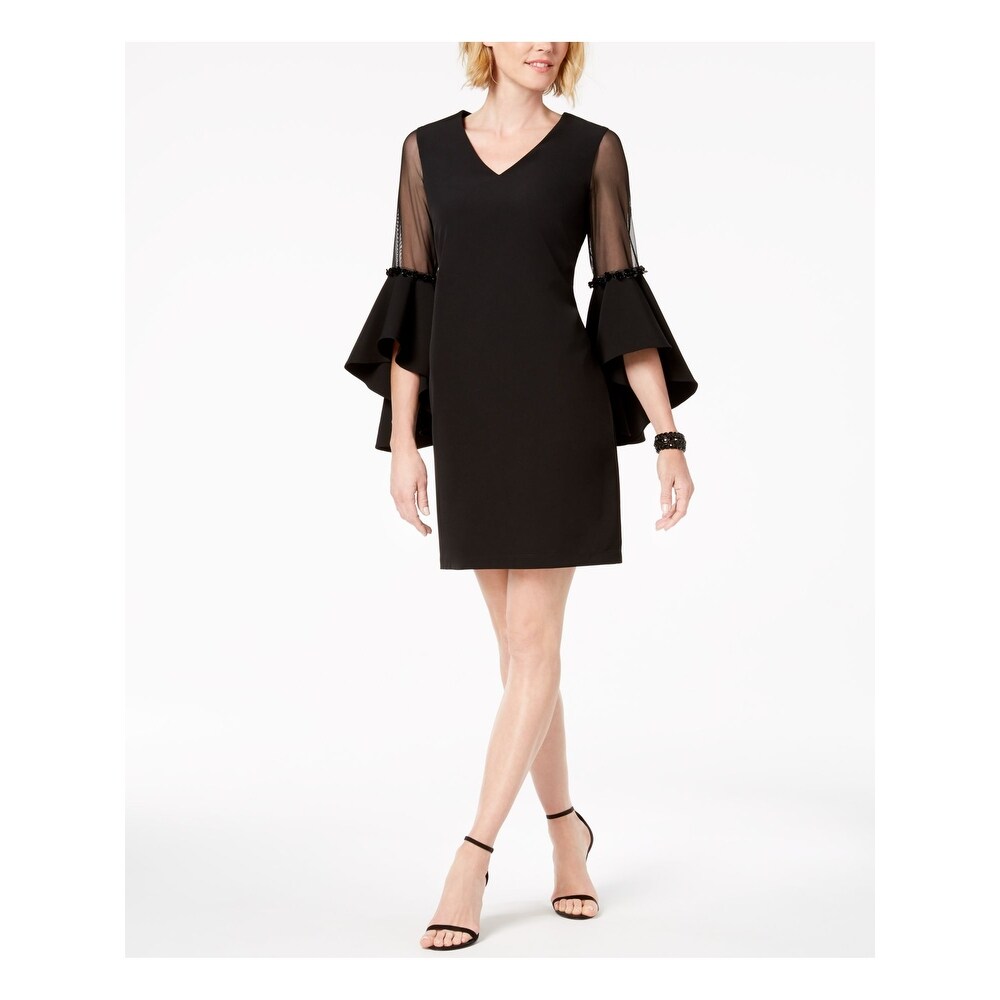 msk long sleeve embellished sheath dress