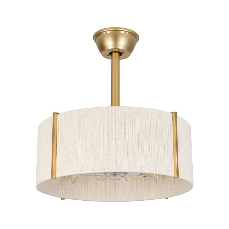 4-Light Modern Farmhouse Drum Ceiling Fan Lighting with 7 Clear ABS Blades and Remote Control - 19.29 in. W × 7.48 in. H
