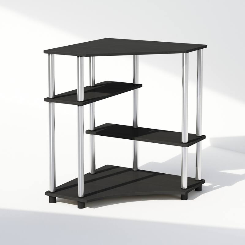 4 Tiers Wood Household Shelving Unit in Americano/Stainless Steel (31.1 in. W x 28.5 in. H x 22.5 in. D) - 31.1