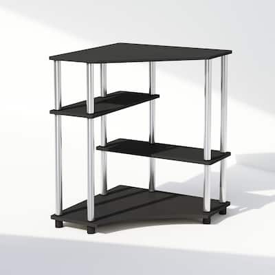 4 Tiers Wood Household Shelving Unit in Americano/Stainless Steel (31.1 in. W x 28.5 in. H x 22.5 in. D) - 31.1