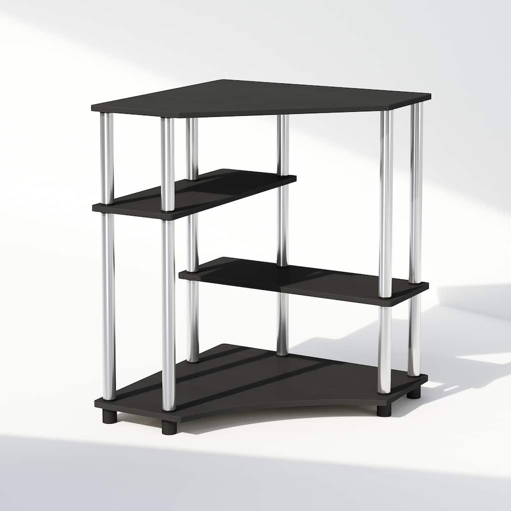 4 Tiers Wood Household Shelving Unit in Americano/Stainless Steel (31.1 in. W x 28.5 in. H x 22.5 in. D) - 31.1