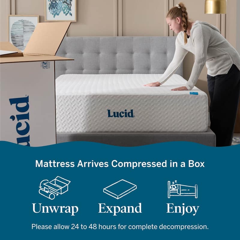 Lucid SureCool 14-inch Gel Memory Foam Mattress, Medium-Firm Feel