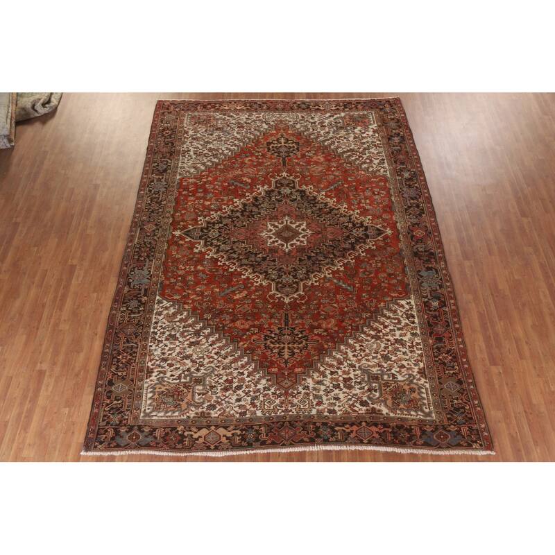 Hand Knotted Oriental 100% Wool Carpet Traditional Medallion Red Heriz Area Rug - 12' 10'' X 9' 7''