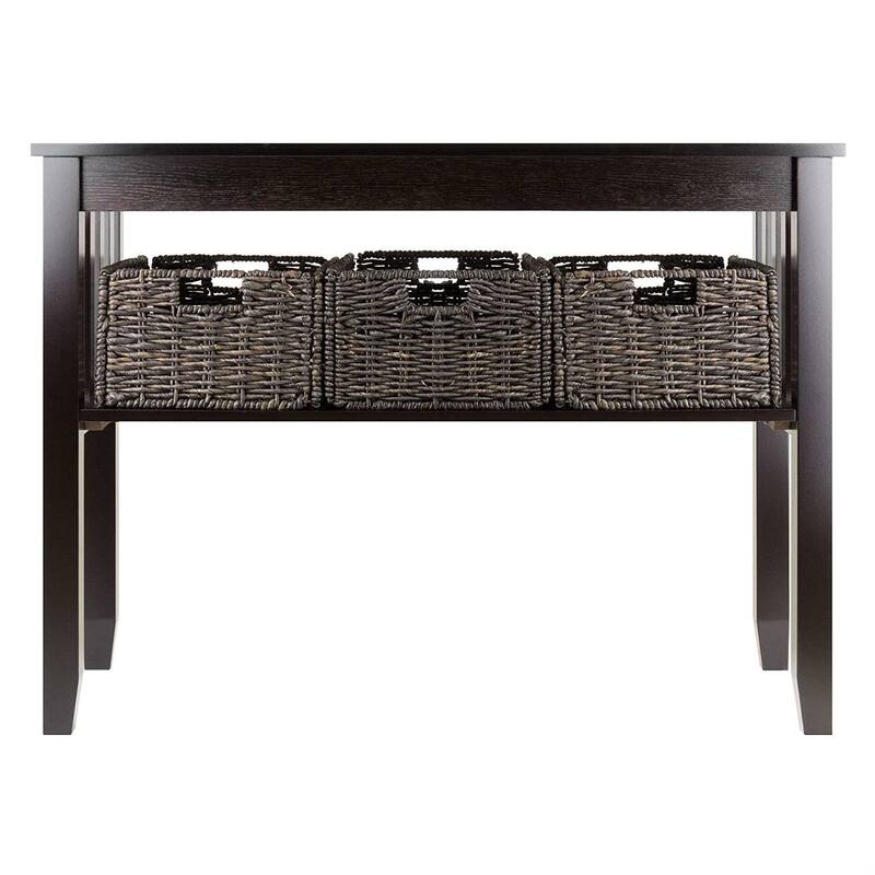 Espresso 2 Tier Entryway Hall Console Table with 3 Storage Baskets - 40"W x 18"D x 30"H