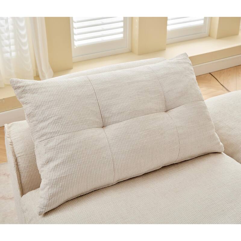 Armless Modular Upholstered Sofa with Lumbar Pillow, Compact Chenille Fabric Sofa Chair for Apartment Small Spaces
