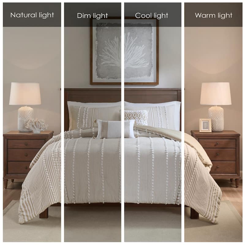 Harbor House Anslee Taupe 3 Piece Cotton Yarn Dyed Duvet Cover Set