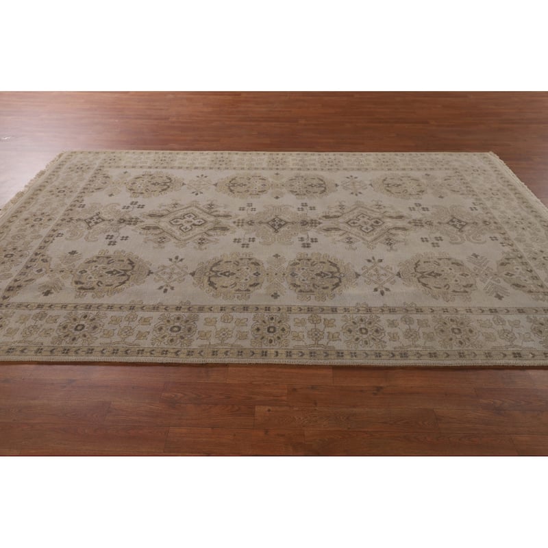 Earth Tone Oushak Oriental Area Rug Handmade Living Room Wool Carpet - 6'0"x 9'0"