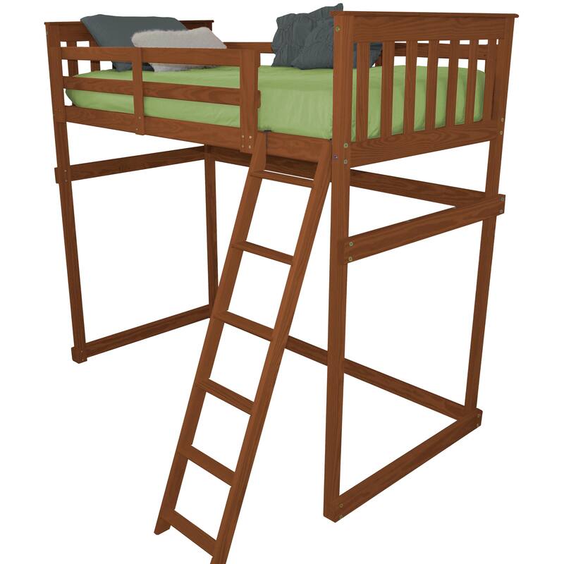Pine Twin Mission Loft Bed with Side Ladder