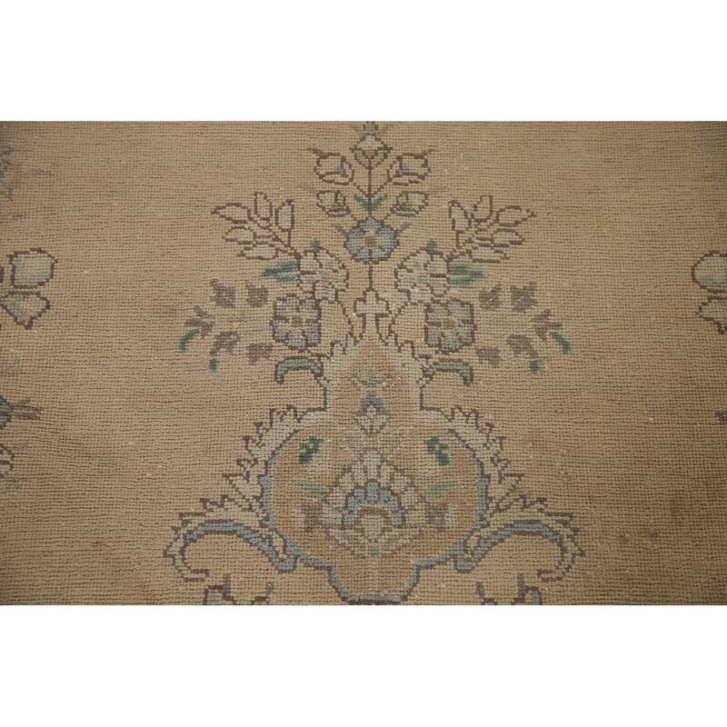 Brown Tabriz Persian Antique Area Rug Hand-knotted Wool Carpet - 9'6" x 12'9"