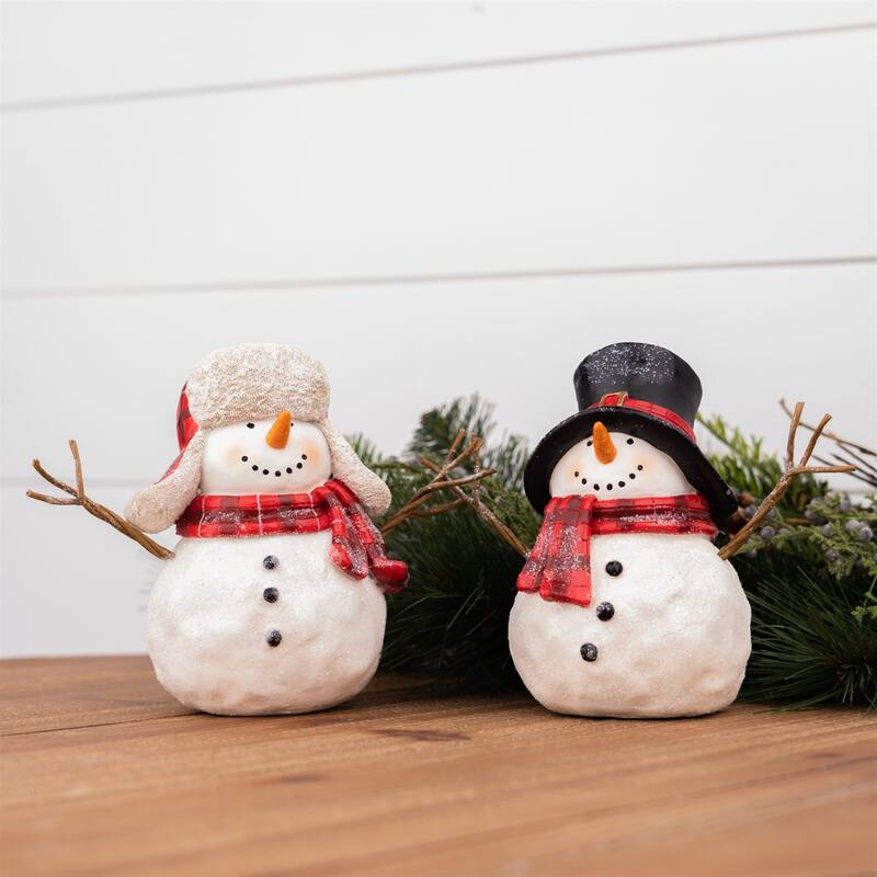 Set of 4 Snowmen with Scarf Christmas Tabletop Figurines 7.25"