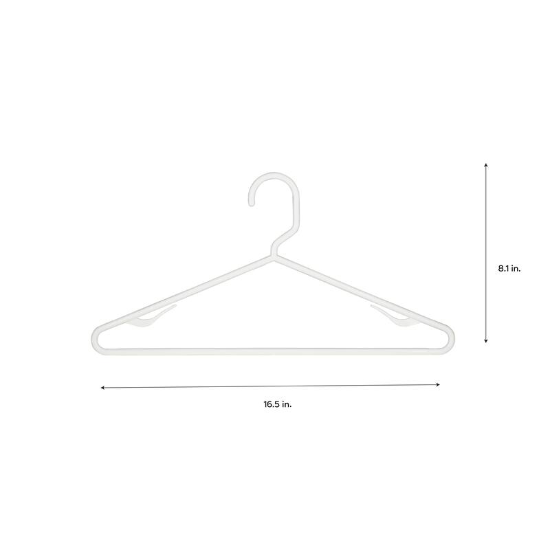 Laundry 360 6 Pack Plastic Hangers in White - 16.5" W x 8.1" H
