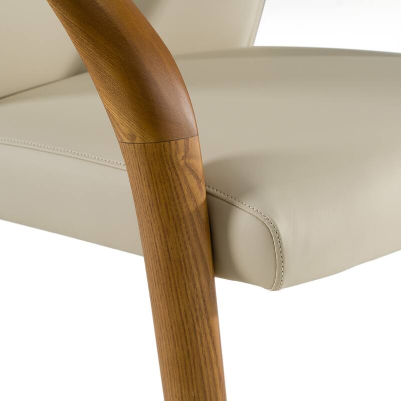Modrest Wynetta Mid-Century Modern Grey Vegan Leather & Walnut Dining Chair