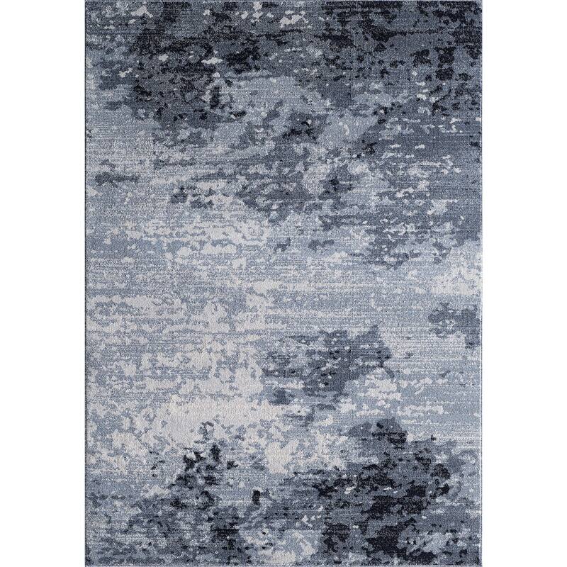 Angel Collection Blue Abstract Area Rug - 2'1'' X 3'3''