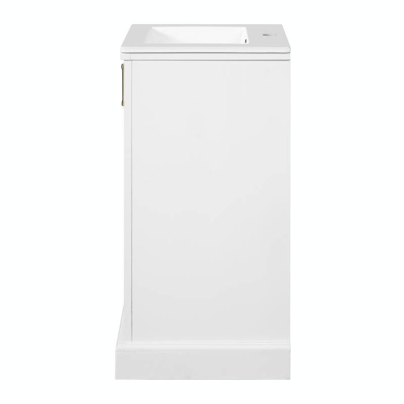 16" Bathroom Vanity with Ceramic Sink with Soft Closing Door and Adjustable Shelf