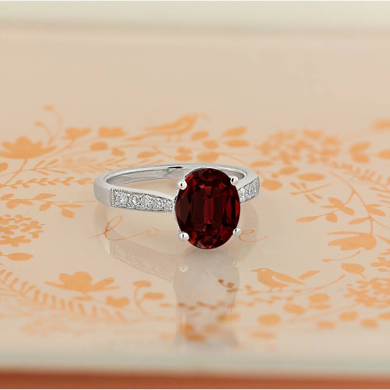 Auriya 3 1/3ct Fancy Oval Garnet and Diamond Engagement Ring 1/4ctw 14k Gold