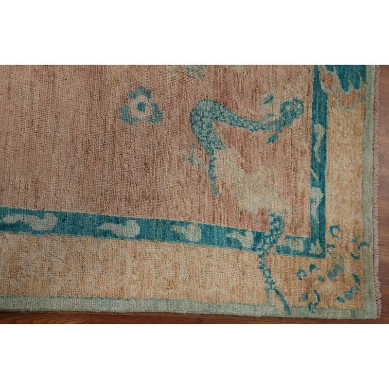 Vegetable Dye Oushak Oriental Area Rug Hand-knotted Wool Carpet - 4'11"x 6'11"