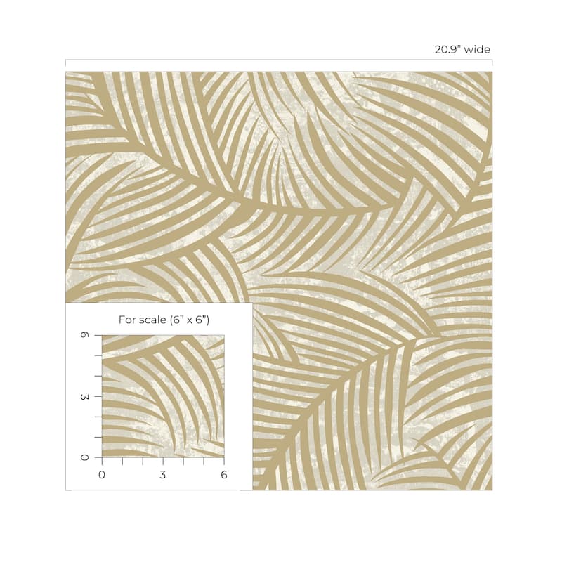 Seabrook Designs Zephyra Palms Glass Beaded Non-Woven Unpasted Wallpaper