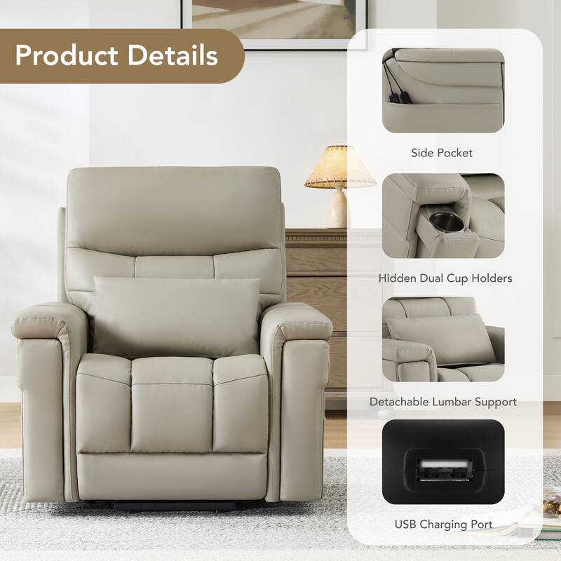 Spruce & Spring Dual Motors Lay Flat Recliner Lift Recliner for Elderly