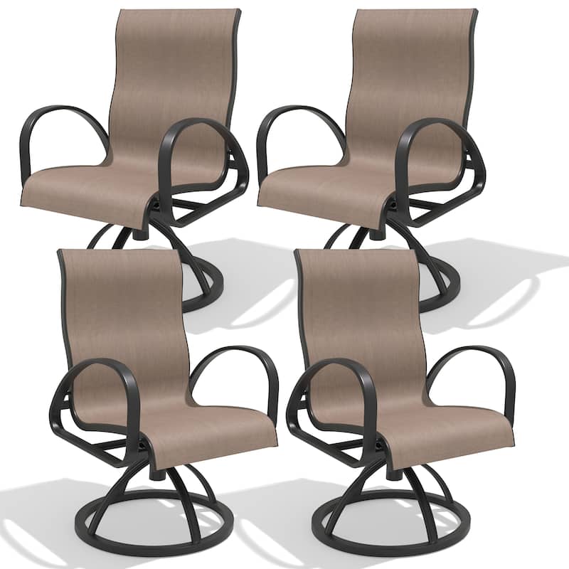 VredHom Outdoor Patio Aluminum Swivel Dining Chairs with Sunbrella Fabric - AUGUSTINEASHE-4PC