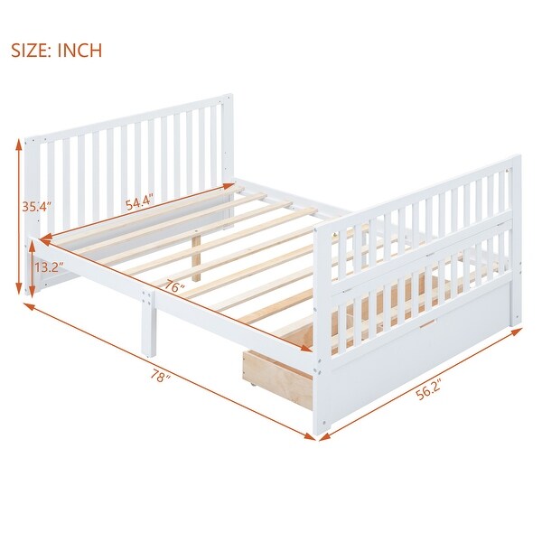 Convertible Crib/Full Size Bed with Drawers and 3 Height Options